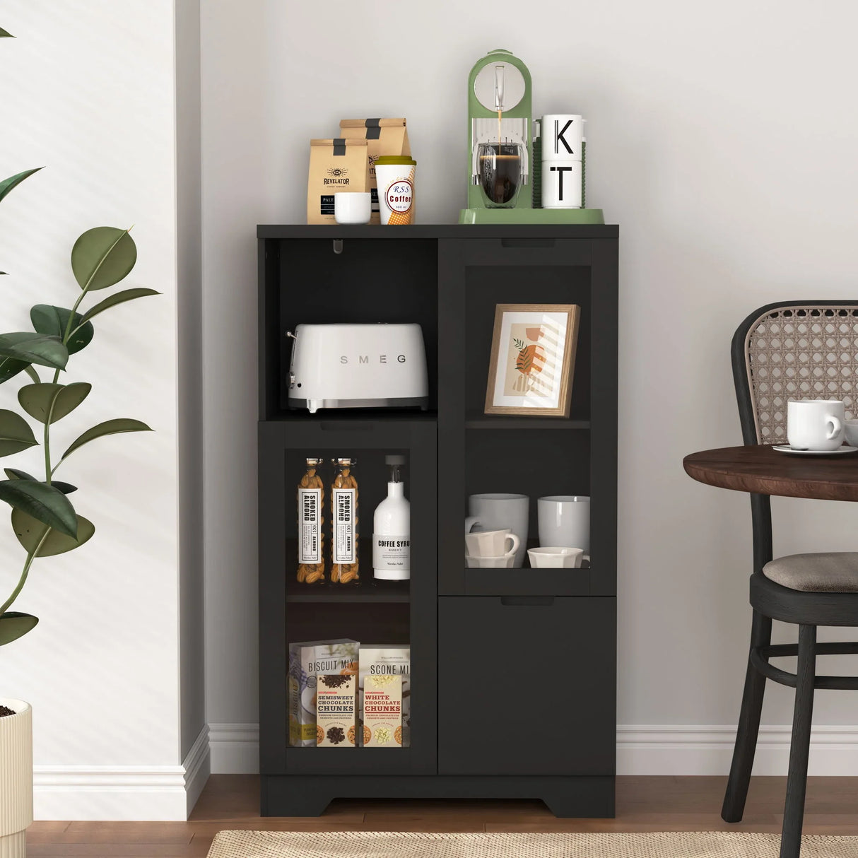 Modern Cabinet With Glass Doors And Drawer - Furniture Home Direct