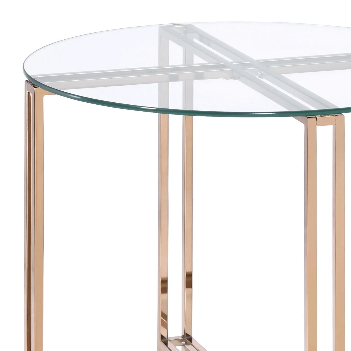 Veises - Clear Glass Top With End Table - Champagne - Furniture Home Direct