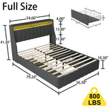 Bed With LED Lights, 4 Drawers, Winged Headboard Upholstered - Furniture Home Direct
