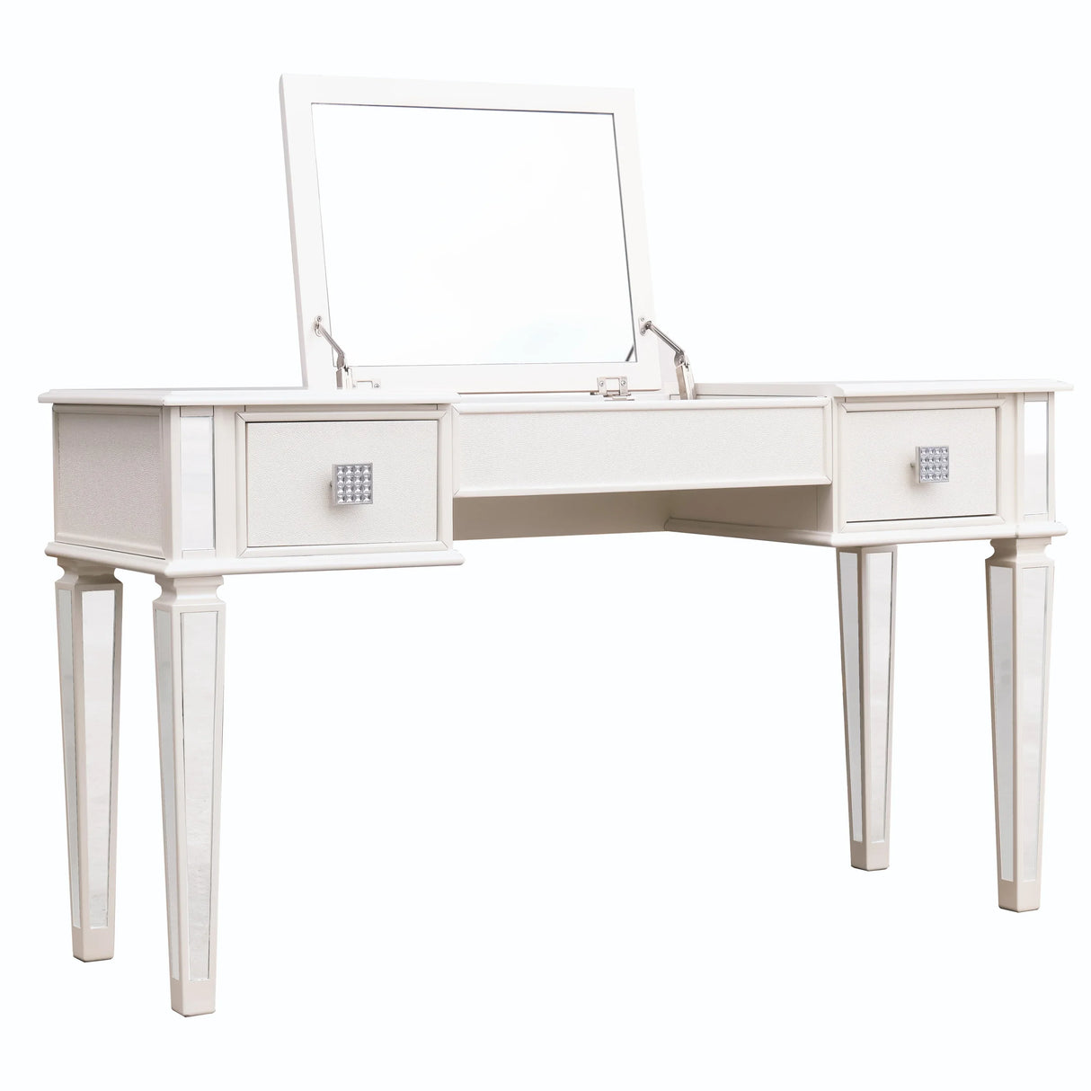 Vanity Desk With Mirror And Stool, Modern Minimalist White - Furniture Home Direct