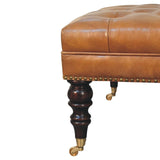 Buffalo - Leather Ottoman With Castor Legs - Furniture Home Direct