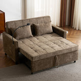 Pull-Out Sleeper Sofa With Reversible Backrest Cushion, Side Pockets, 2 USB Ports And A Phone Holder For Living Room - Furniture Home Direct