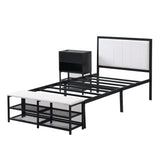 Platform Bed With 2 Tier Storage Shelves, Storage Cabinet - Furniture Home Direct