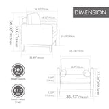 Wide Modern Farmhouse Performance Accent Chair With Legs, Wood Base - Furniture Home Direct