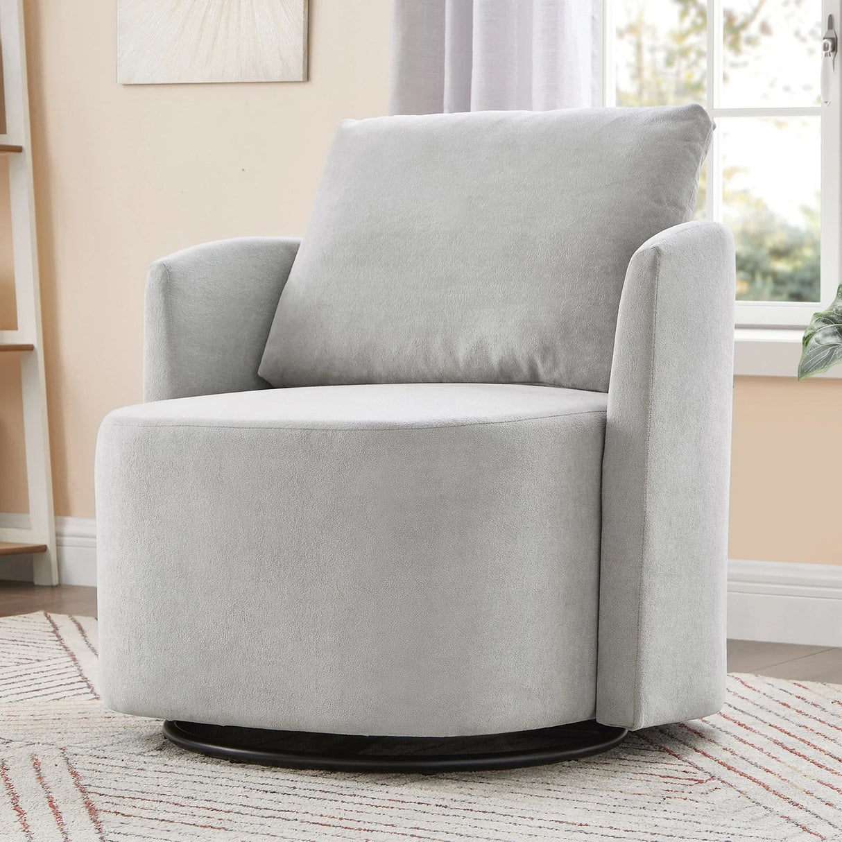 360° Modern Swivel Chair With Upholstered Curved Design - Furniture Home Direct