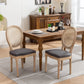 French Style Solid Wood Frame Antique Painting Linen Fabric Rattan Back Dining Chair (Set of 2) - Furniture Home Direct