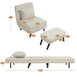 3 In 1 Foldable Linen Chaise Lounge With Adjustable Backrest - Furniture Home Direct