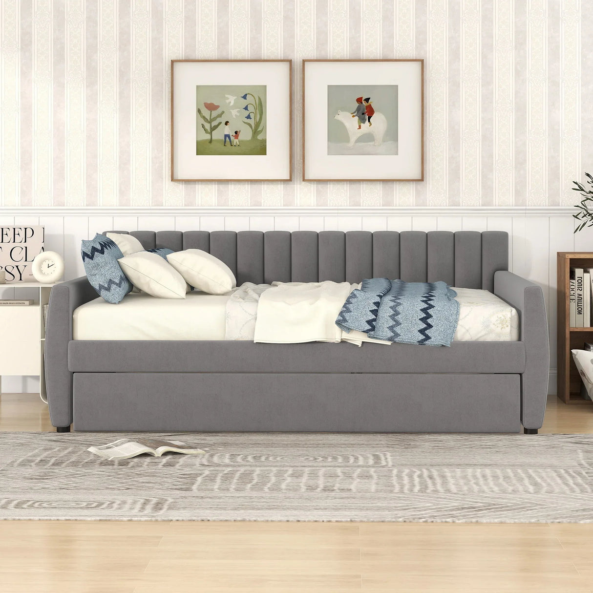 Upholstered Daybed With Slat Support - Furniture Home Direct
