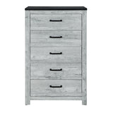 King Bedroom Set Solid Wood MDF Farmhouse Gray Wash - Furniture Home Direct