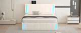 Storage Bed With LED Lights And Hydraulic Lift White - Furniture Home Direct