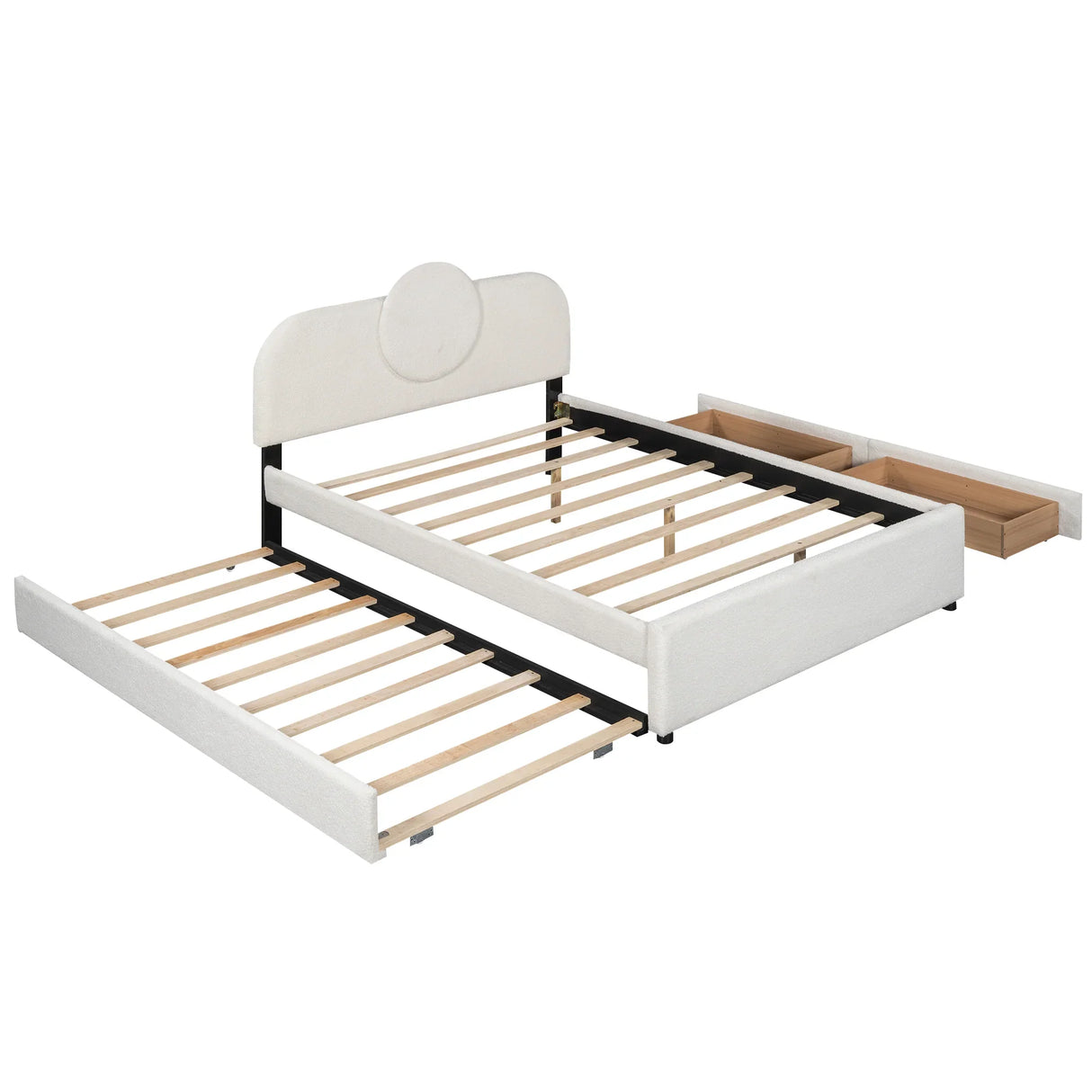 Queen Bed Upholstered Platform With Storage Drawers White - Furniture Home Direct