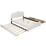 Queen Bed Upholstered Platform With Storage Drawers White - Furniture Home Direct