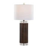 Cylinder - Fluted Contemporary Table Lamp (Set of 2) - Brown / Clear / White - Furniture Home Direct