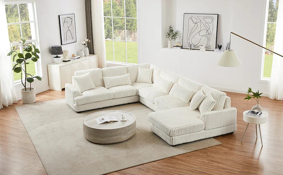Sectional Sofa U Shaped Oversized With Chaise Beige - Furniture Home Direct