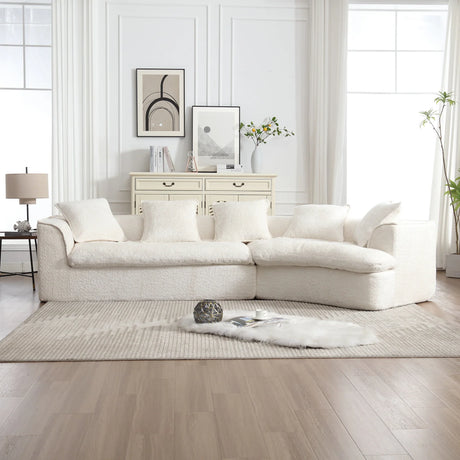 Sectional Sofa Chenille With Plush Soft Cushions Beige - Furniture Home Direct