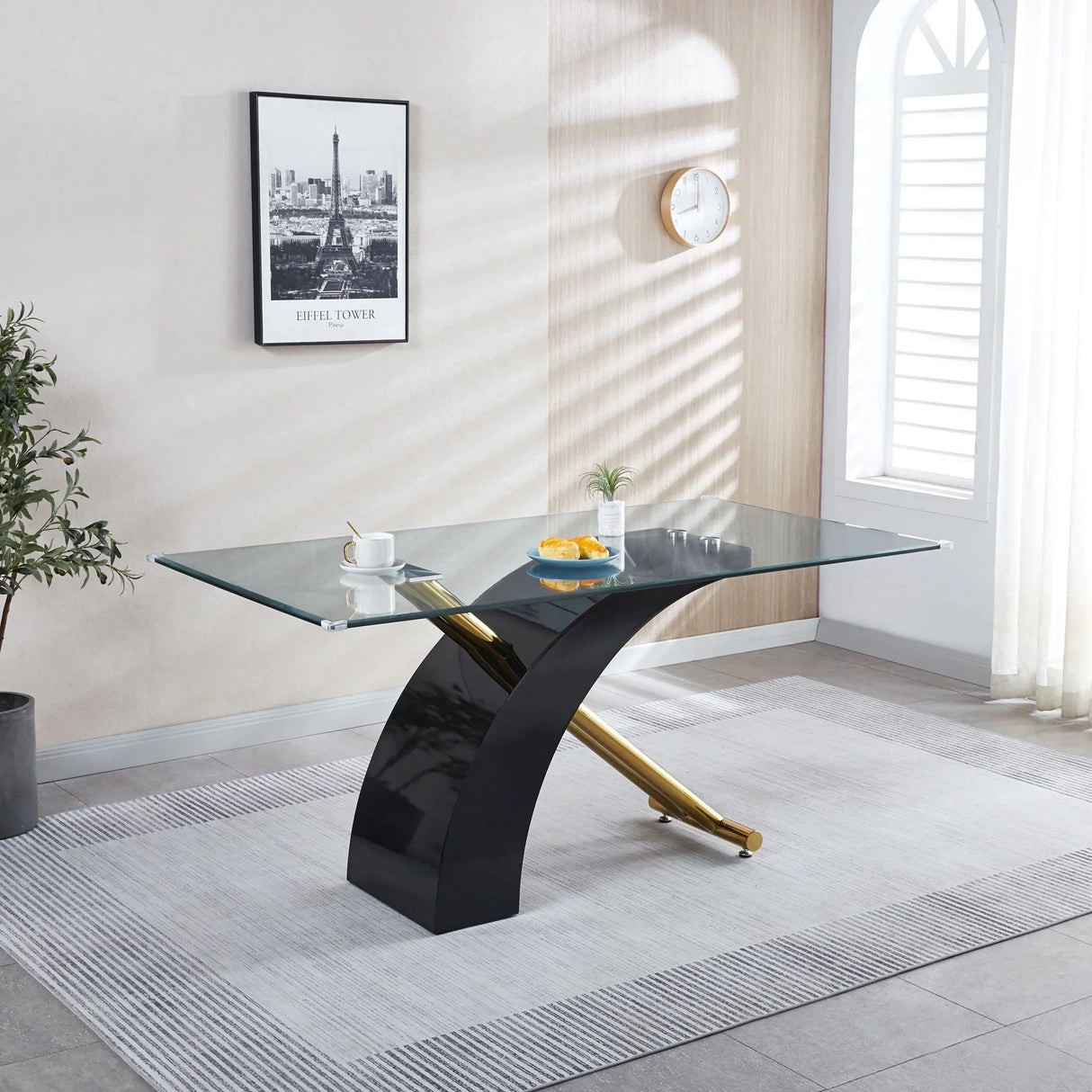 Stylish Dining Room Table, Luxury Glass Top Dining Table, Modern Design For Your House - Black - Furniture Home Direct