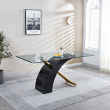 Stylish Dining Room Table, Luxury Glass Top Dining Table, Modern Design For Your House - Black - Furniture Home Direct