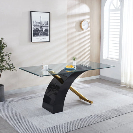 Stylish Dining Room Table, Luxury Glass Top Dining Table, Modern Design For Your House - Black - Furniture Home Direct