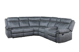 Dollum - Two Tone Nubuck Manual Recliner Sectional Sofa With USB Port Cupholder Console - Furniture Home Direct