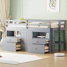 Loft Bed With 4 Drawers, Underneath Cabinet And Shelves - Furniture Home Direct
