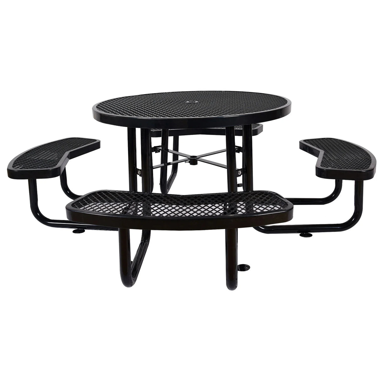 Round Outdoor Steel Picnic Table With Umbrella Pole - Furniture Home Direct