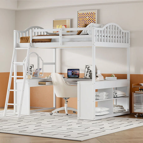 Loft Bed With Drawers, Cabinet, Shelves With Desk - Furniture Home Direct