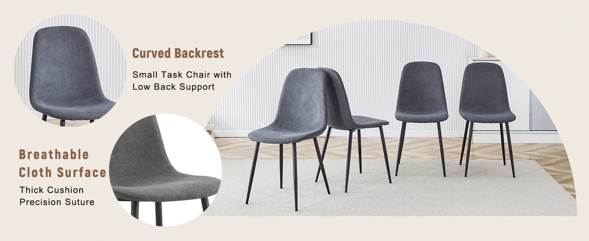 Dining Set With 8 Upholstered Chairs And Wood Table Gray - Furniture Home Direct