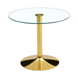 Modern Minimalist Round Dining Table With Glass Top - Furniture Home Direct