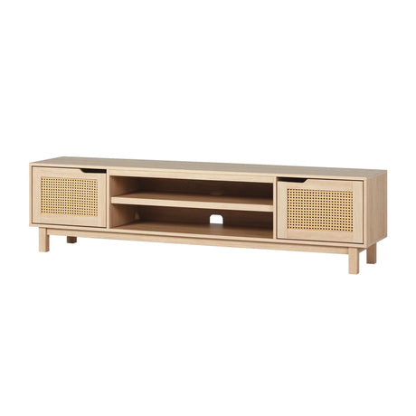 Modern Door Low TV Stand For TVs Up To 80" - Coastal Oak - Furniture Home Direct