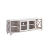 Farmhouse Home Entertainment Center, TV Stand With 4 Shelves And Transparent Center Cabinet - White Oak - Furniture Home Direct