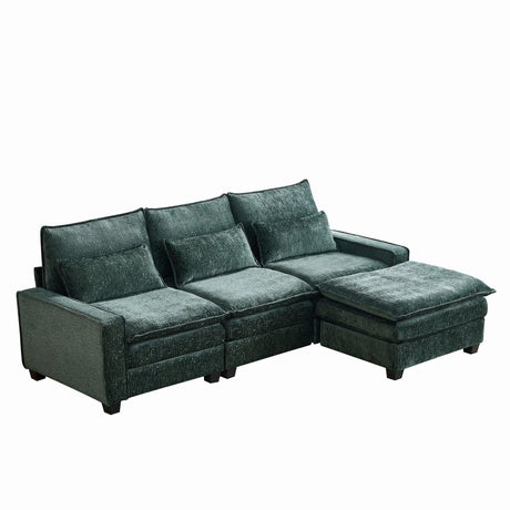Modern Comfy Chenille L Shaped Sectional Sofa With Movable Ottoman - Furniture Home Direct