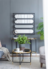 Large 4 Oval Wall Mirror With Square Frame, Home Decor For Living Room, Bedroom, Entryway, Office - Black - Furniture Home Direct