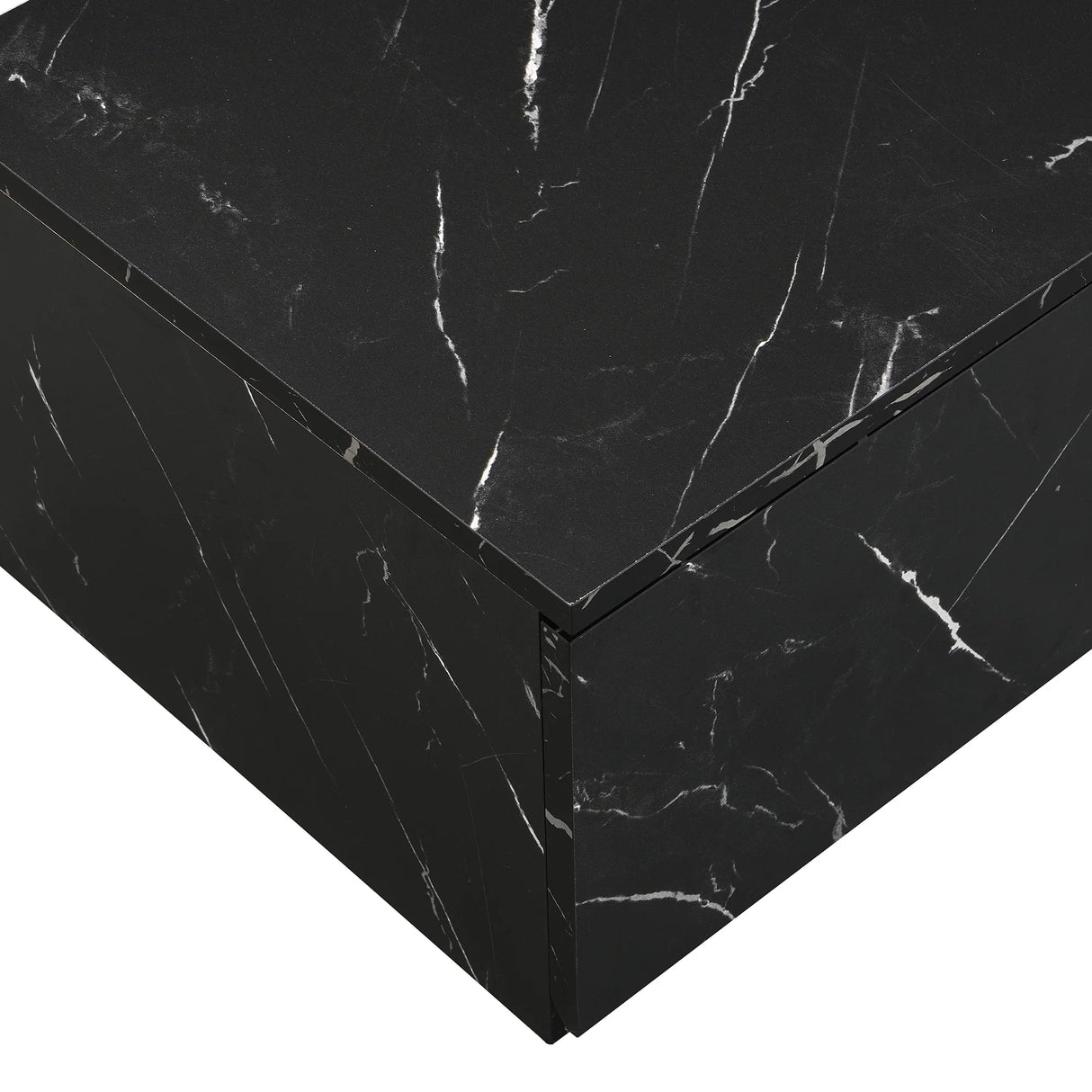 TV Stand With Faux Marble Walnut Finish Low Profile Black - Furniture Home Direct