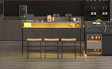 Console Table Set With LED Light Power Outlet Grey - Furniture Home Direct