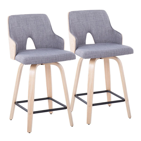 Stella - Contemporary Fixed Height Counter Stool With Swivel Square Footrest (Set of 2) - Furniture Home Direct