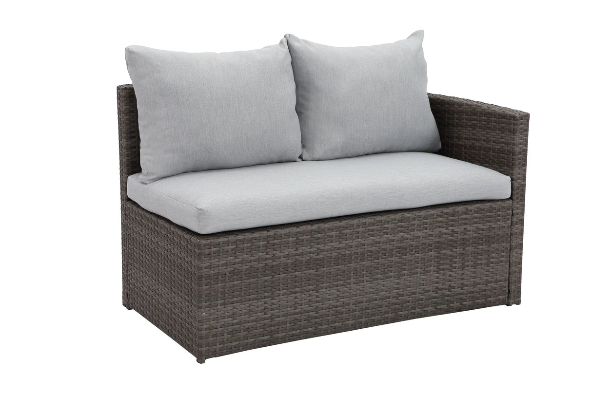 7-Piece Rattan Outdoor Sectional Set With Grey cushions - Furniture Home Direct