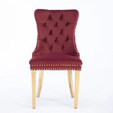 Nikki - Modern, High-End Tufted Solid Wood Contemporary Velvet Upholstered Dining Chair With Golden Stainless Steel Plating Legs, Nailhead Trim (Set of 2) - Furniture Home Direct