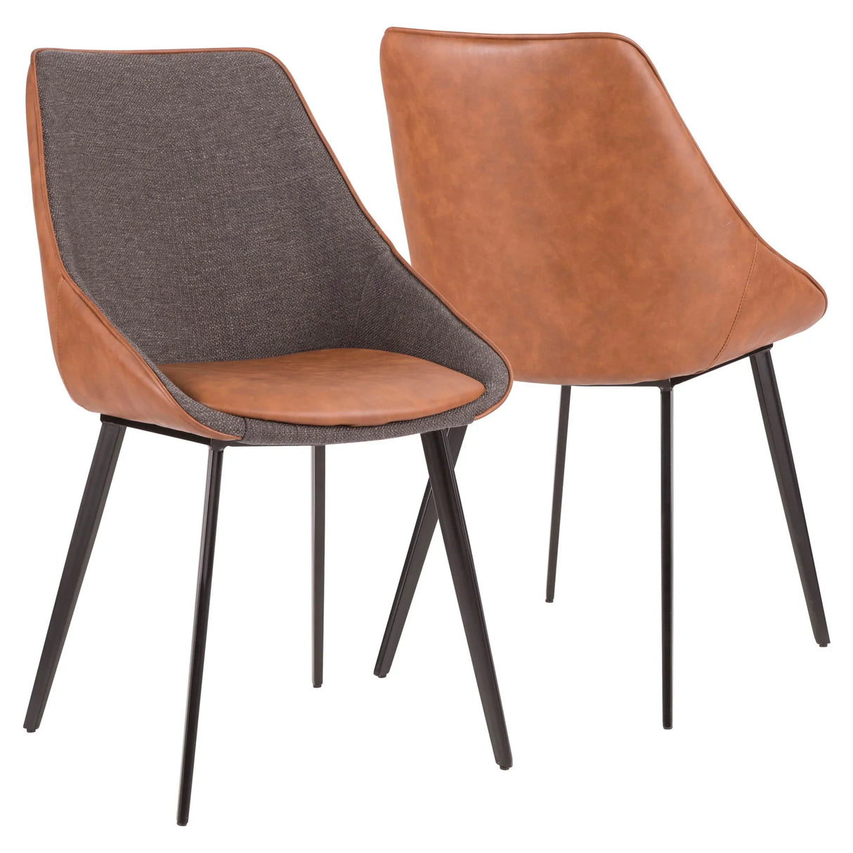 Marche - Contemporary Two Tone Chair (Set of 2) - Brown / Gray - Furniture Home Direct