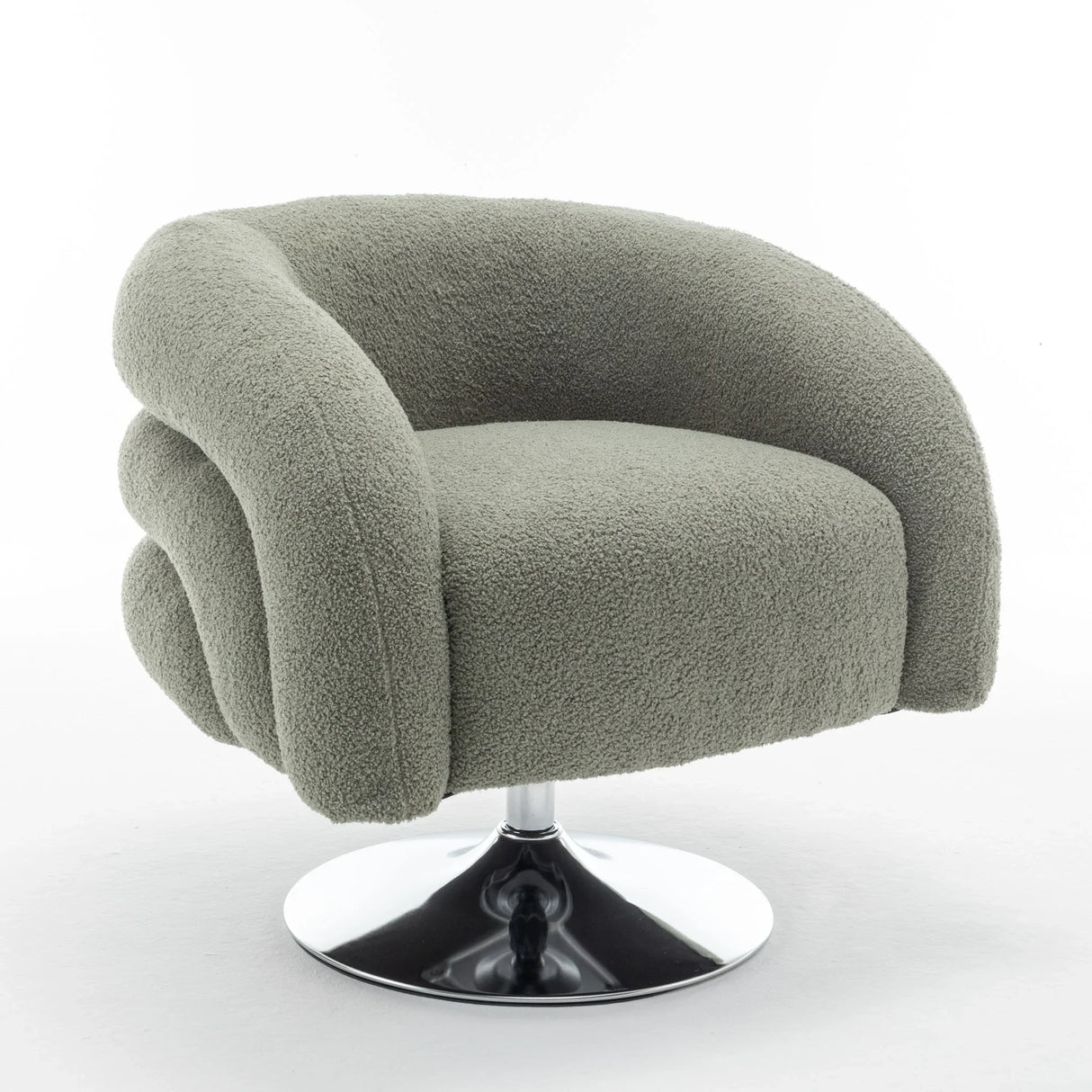 Modern Style Single Swivel Sofa Chair, Teddy Upholstered Single Sofa With Round And Fluffy Reading Chair, Suitable For Living Room - Furniture Home Direct