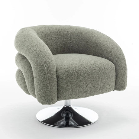Modern Style Single Swivel Sofa Chair, Teddy Upholstered Single Sofa With Round And Fluffy Reading Chair, Suitable For Living Room - Furniture Home Direct