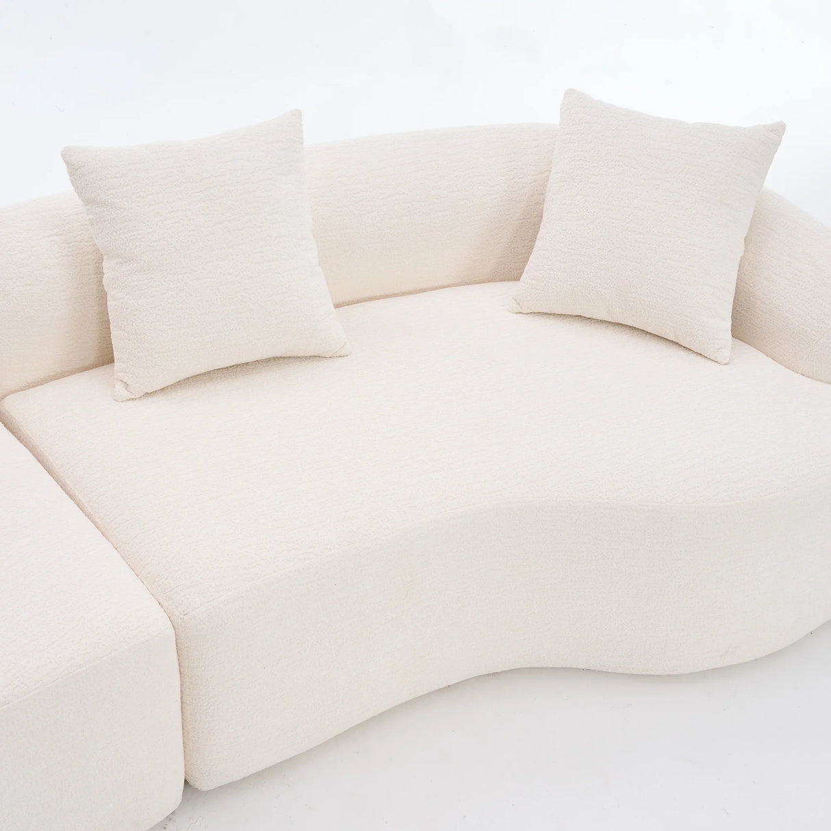 Modern Sectional Sofa with Chenille fabric and 4 pillows - White - Furniture Home Direct