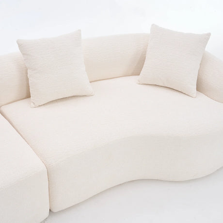 Modern Sectional Sofa with Chenille fabric and 4 pillows - White - Furniture Home Direct