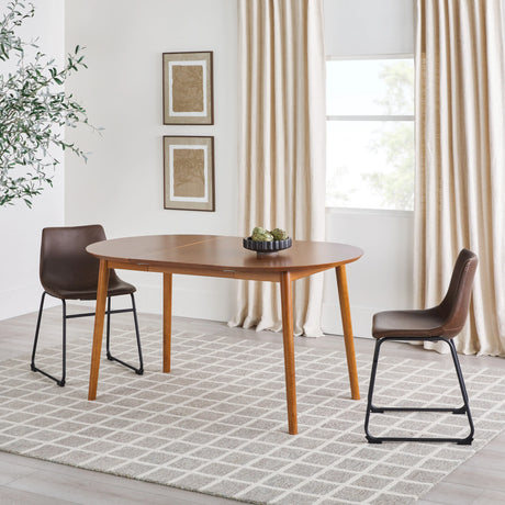 Mid-Century Damsel Extension Dining Table With Removable Leaf - Caramel - Furniture Home Direct