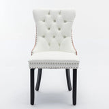 Nikki - Modern, High-End Tufted Solid Wood Contemporary PU And Velvet Upholstered Dining Chair With Wood Legs Nailhead Trim (Set of 2) - Furniture Home Direct