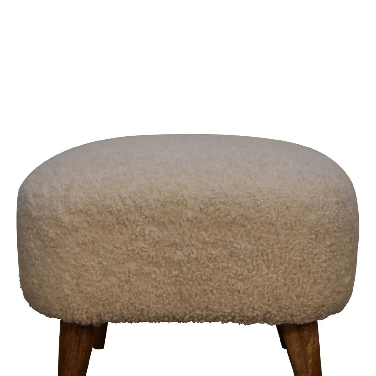 Boucle Square Footstool - Cream - Furniture Home Direct