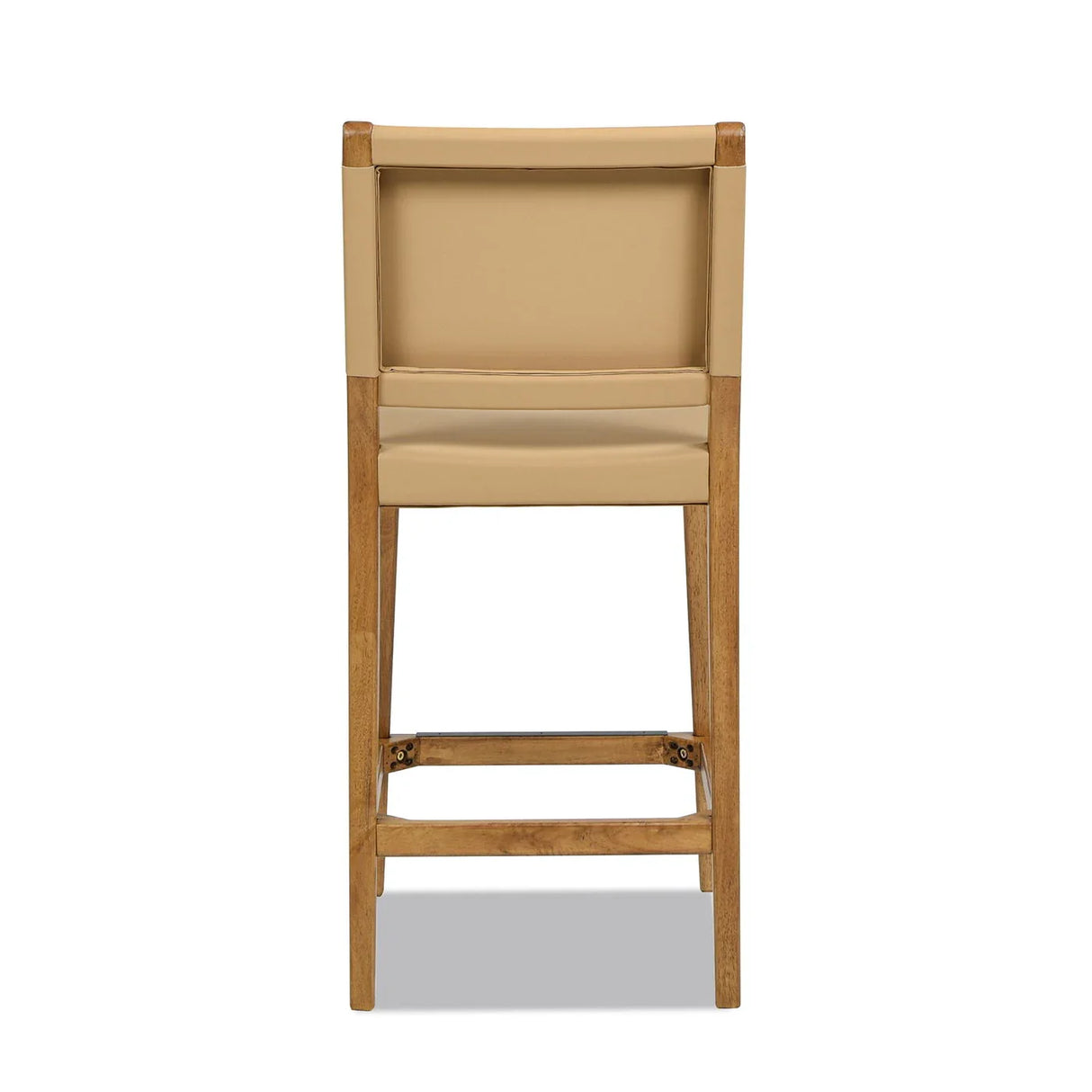 Pierre - Farmhouse Saddle Kitchen Island Counter Stool With Back - Sunkissed Beige Leather / Natural - Furniture Home Direct