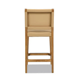 Pierre - Farmhouse Saddle Kitchen Island Counter Stool With Back - Sunkissed Beige Leather / Natural - Furniture Home Direct