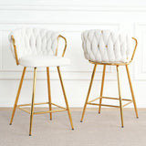 Modern Design High Stool With Plated Legs (Set of 2) - Furniture Home Direct