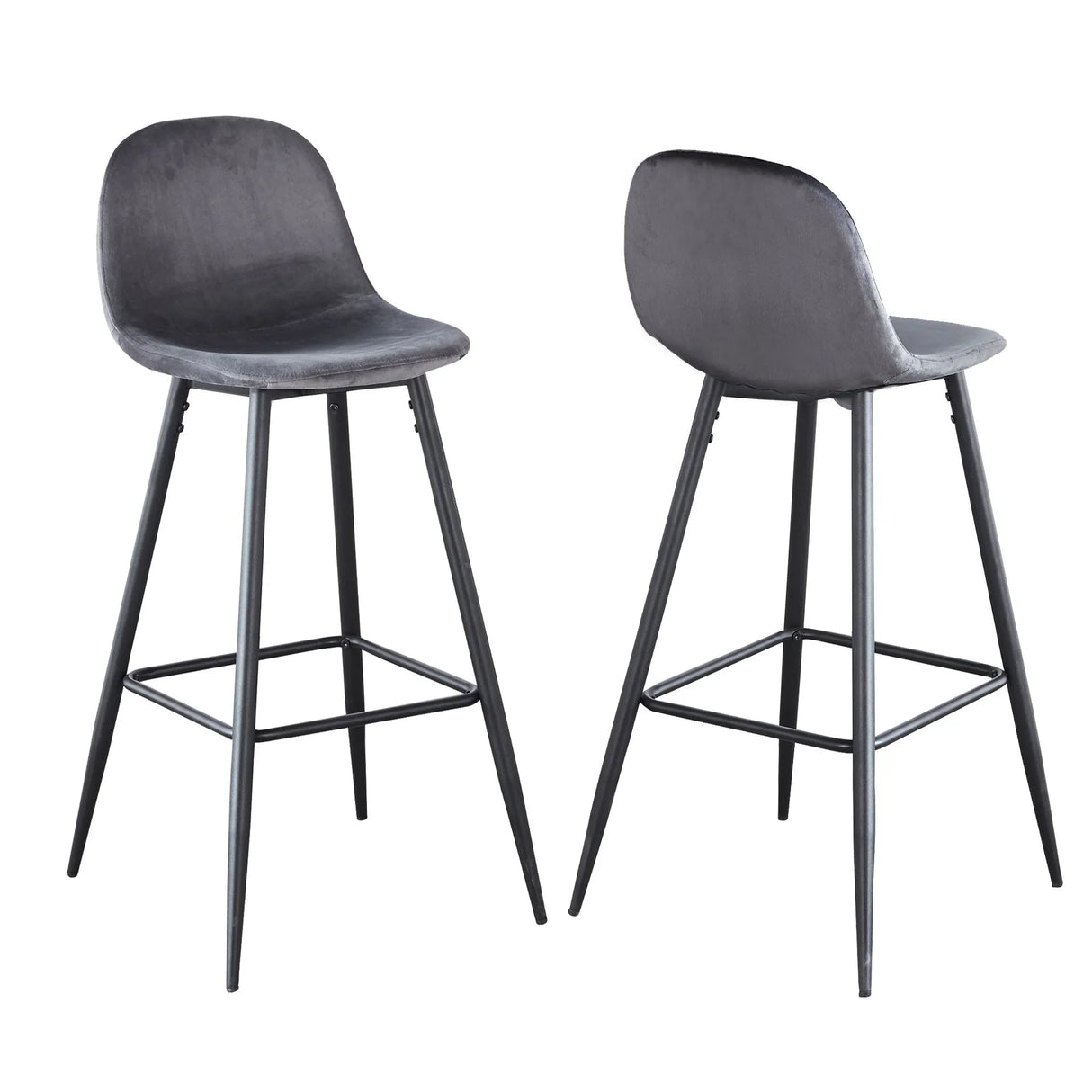Velvet Barstool With Back (Set of 2) - Furniture Home Direct