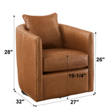 Top Grain Leather Swivel Accent Chair Brown 360 Degree